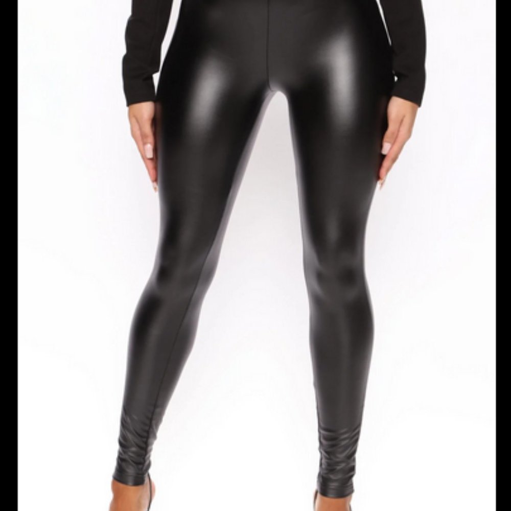 NWT Fashion Nova 3XL Black Faux Leather Women's Pants